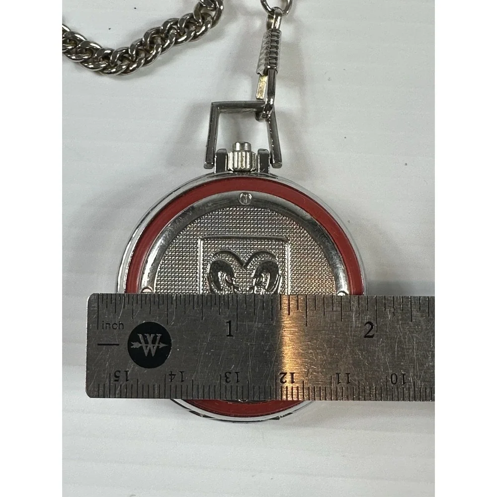 Vintage Dodge Ram Pocket Watch Chain Silver Red Not Running